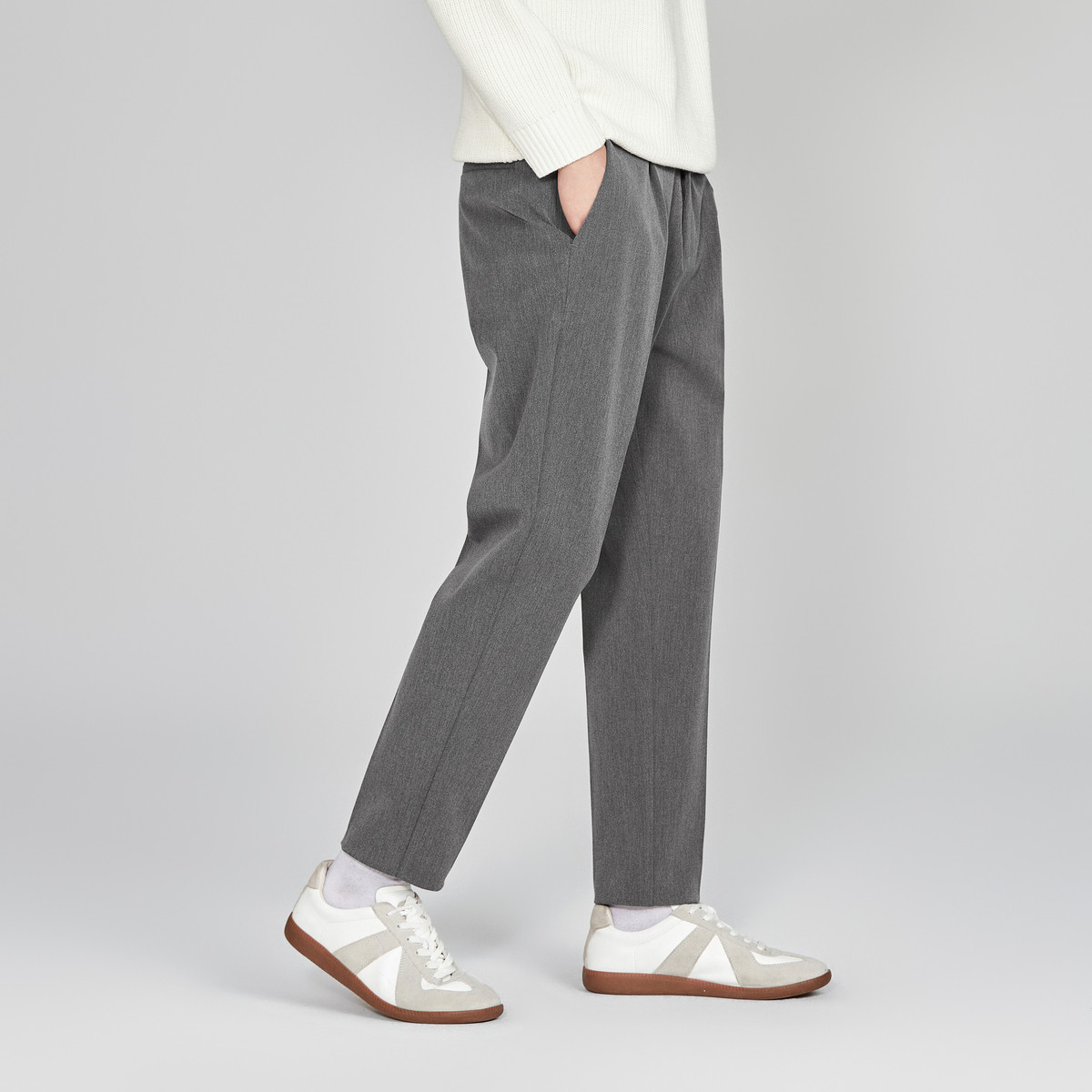 G家男装商务休闲弹力小脚西裤灰