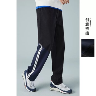 黑色直筒休闲牛仔长裤 鸟家男装 潮流拼接男士 24年新款 94A23 牛仔裤