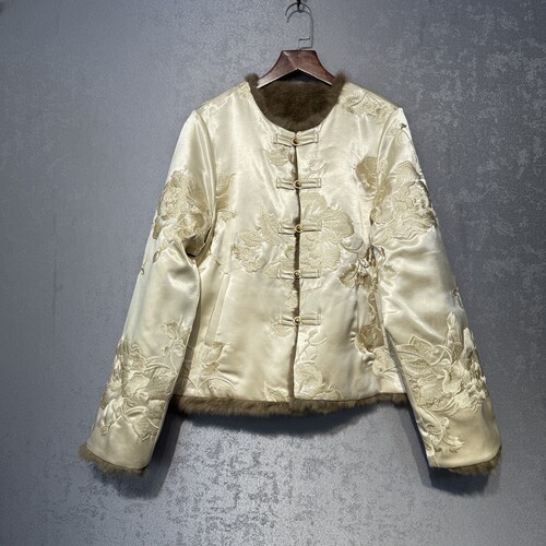 【北国之春】冬季新款新中式国风长袖貉子毛加厚两面两穿外套女