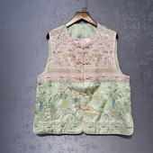 高端圆领盘扣背心 新款 新中式 撞色重工花卉刺绣人丝马甲女2026春季