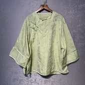 温婉雅致春夏新款 国风重工刺绣重工浮光锦提花显瘦气质衬衣 新中式