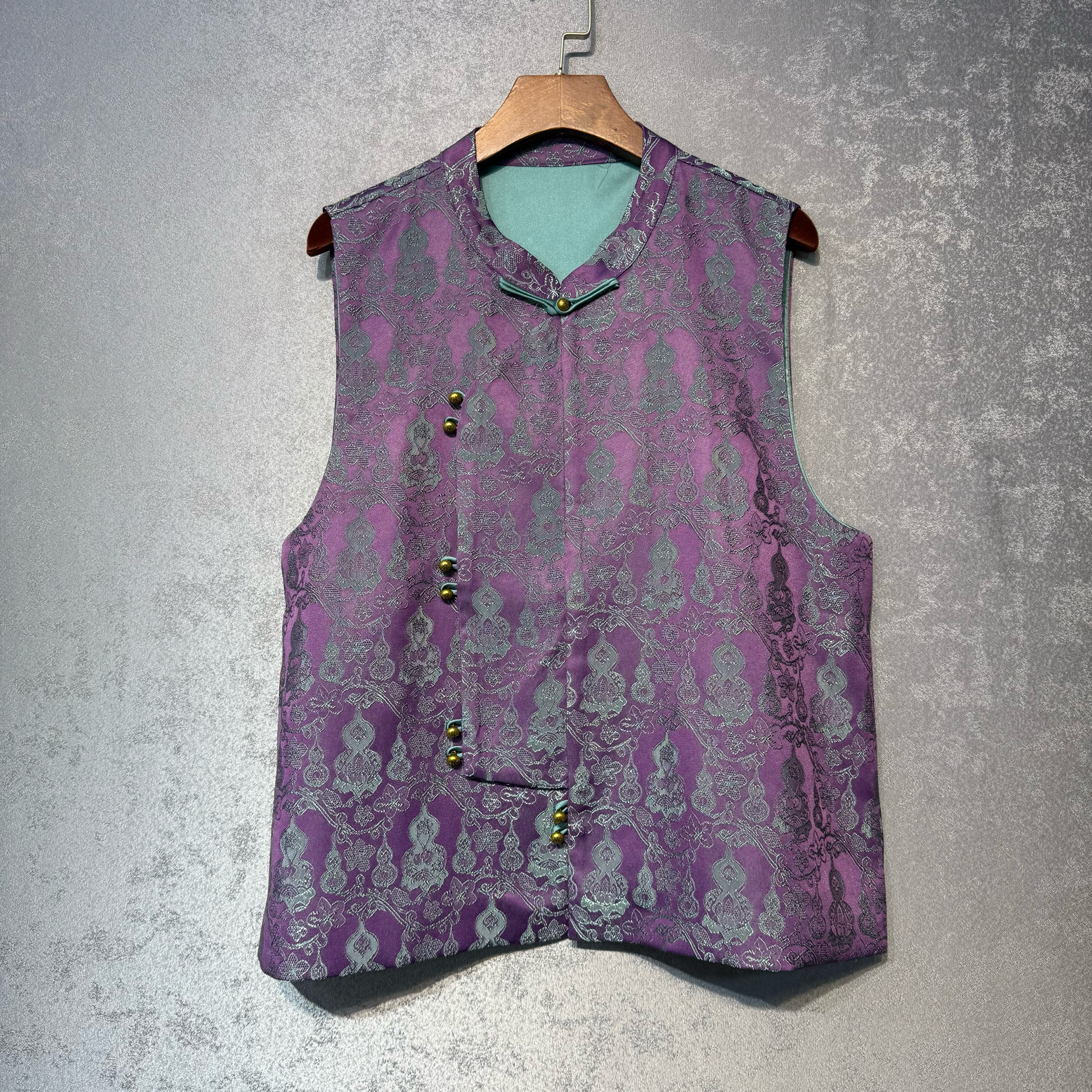 新中式国风立领斜襟葫芦提花马甲2026春季新款显瘦复古坎肩上衣女