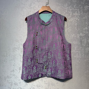 新中式国风立领斜襟葫芦提花马甲2026春季新款显瘦复古坎肩上衣女