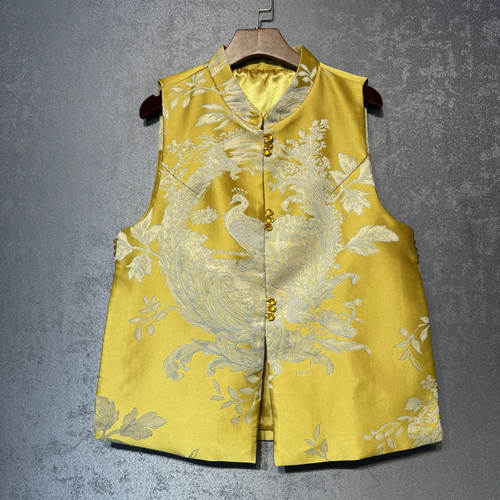 新中式国风真丝凤凰提花马甲女2026春季新款时尚百搭马夹上衣女