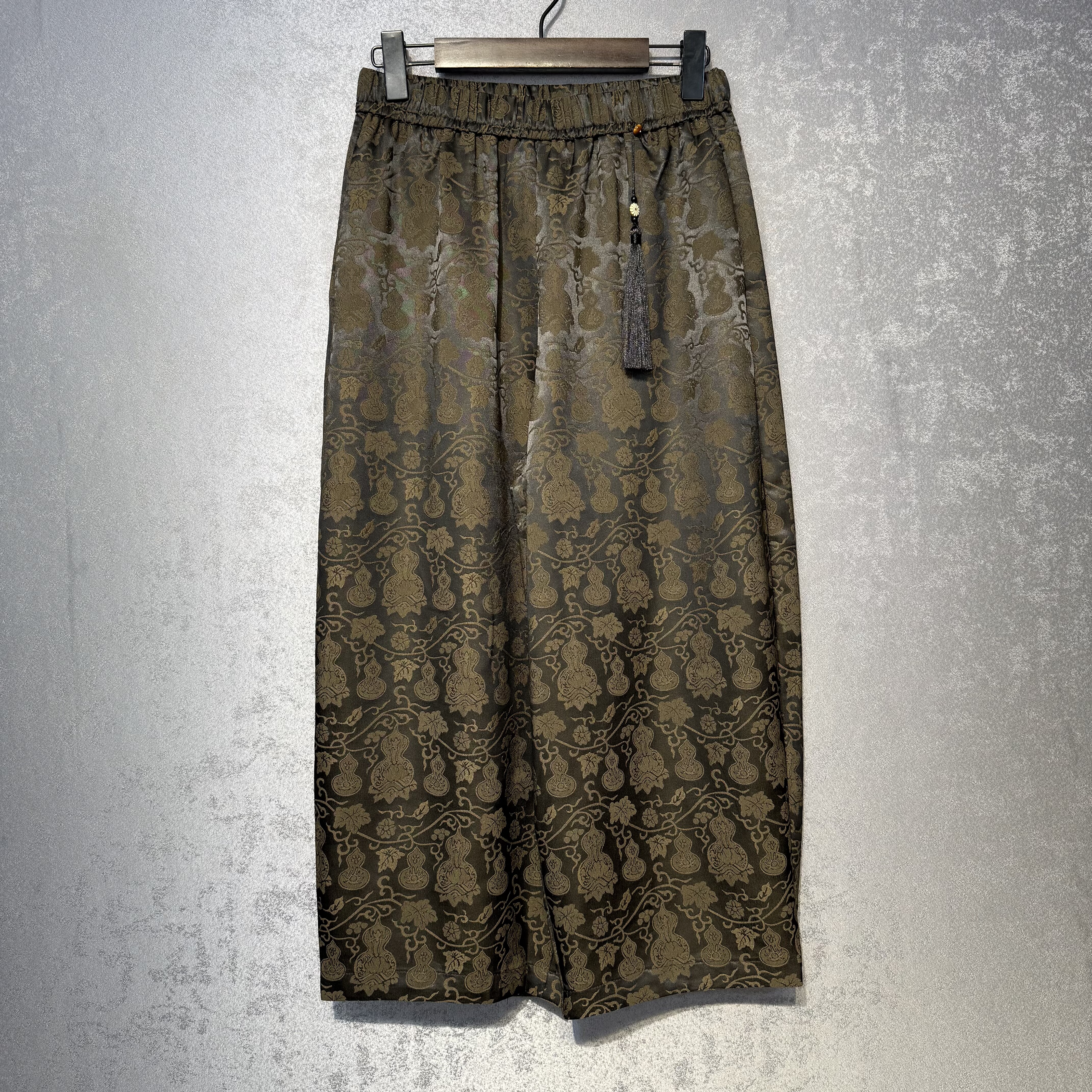 新中式国风葫芦真丝哈伦裤福禄提花腔调垂感八分阔腿气球裤H女