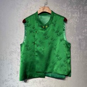 复古百搭显瘦无袖 新款 坎肩上衣 国风真丝提花马甲女2026春季 新中式