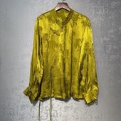 长袖 新中式 新款 女2026春季 系带斜襟盘扣打底上衣女 风真丝提花衬衫