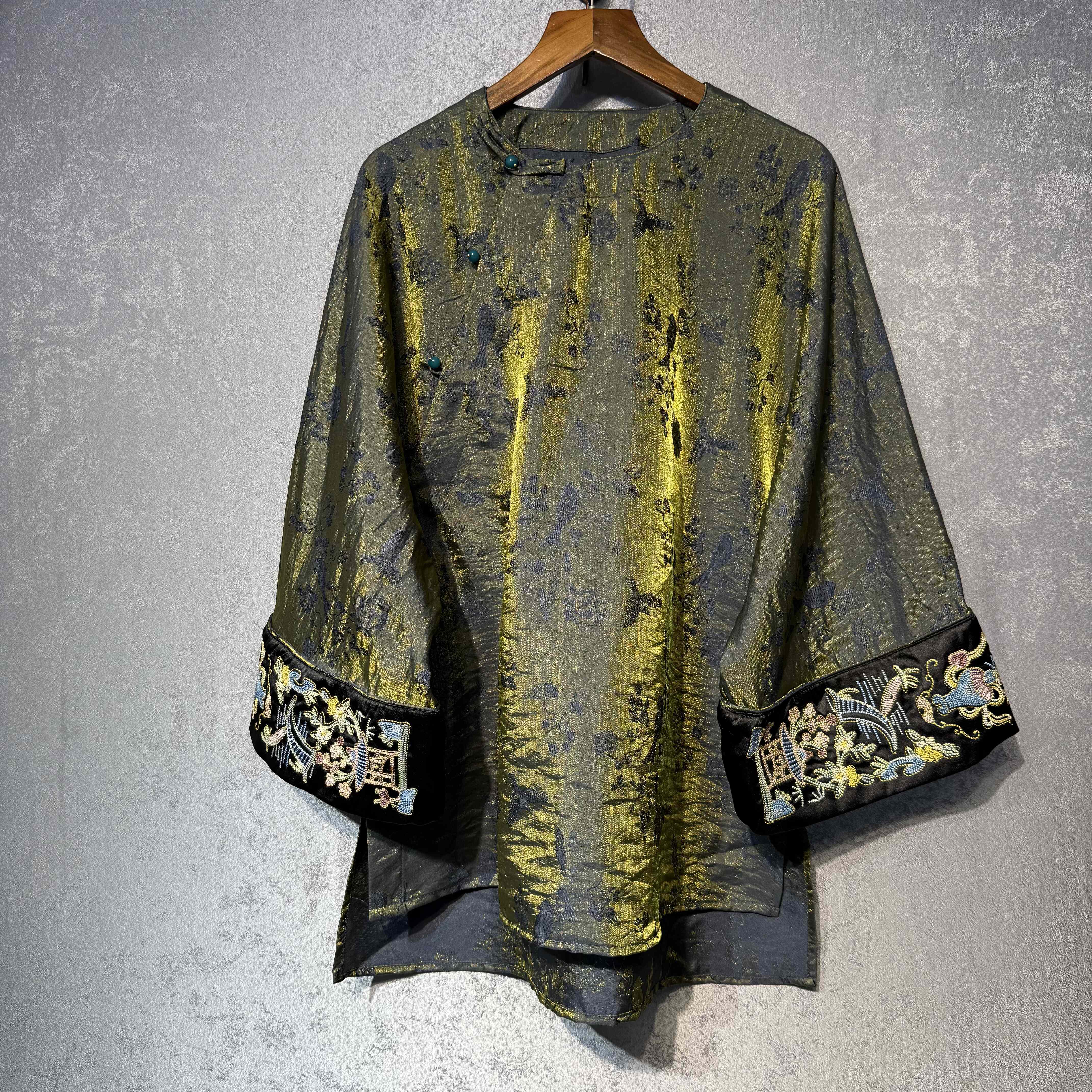 水墨江山 2025秋季新款浮光锦斜襟汉服新中式国风刺绣上衣衬衫女