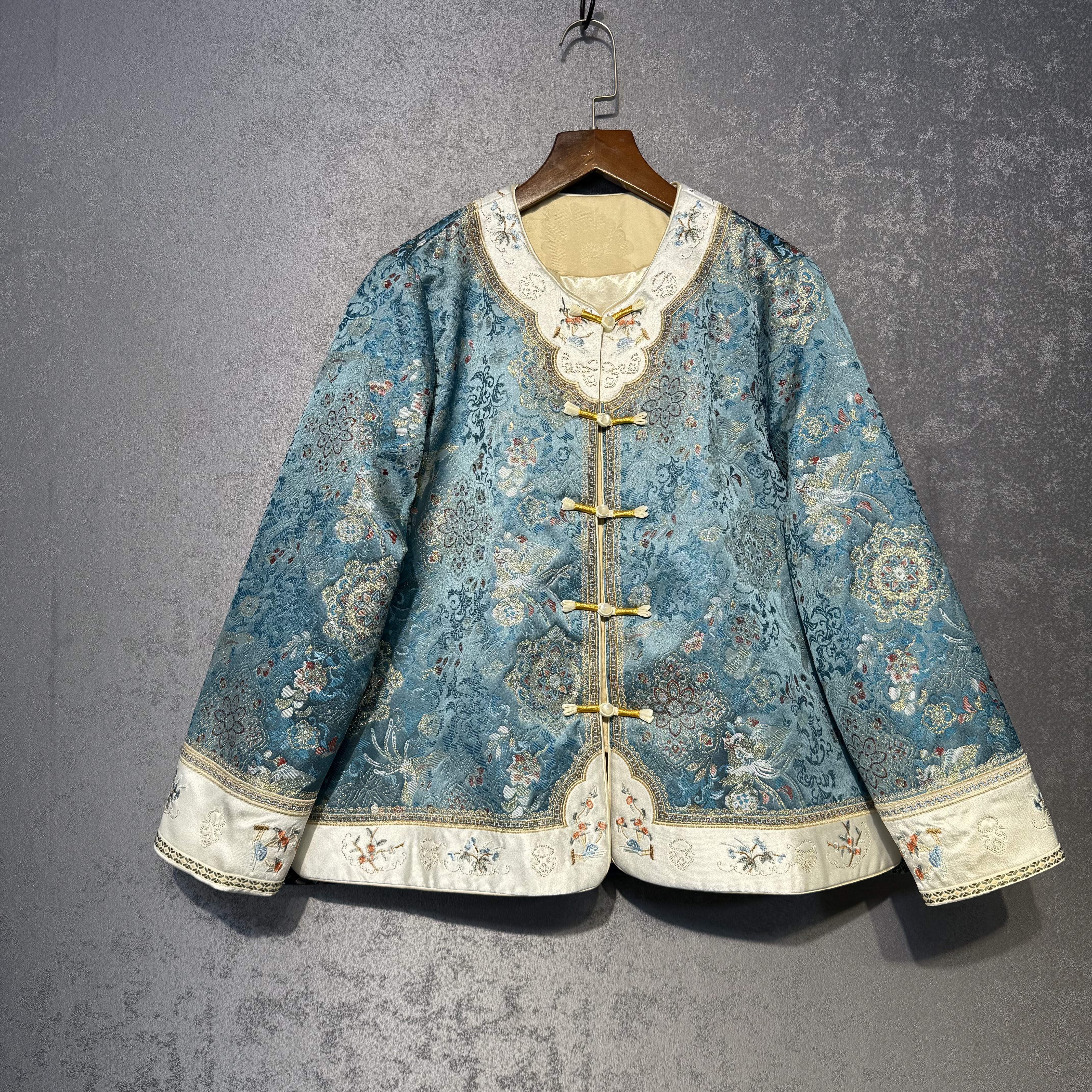 【归青月2.0】新中式刺绣提花加棉加厚外套圆领绣花百搭气质棉服