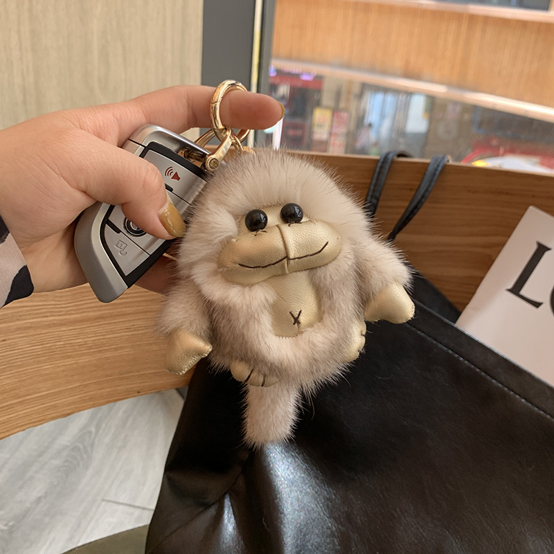 可爱水貂毛小猴子毛绒网红钥匙扣包挂饰玩偶礼物汽车钥匙链包挂件