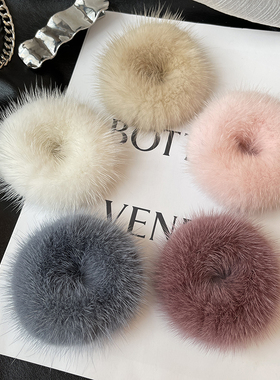 韩国简约水貂毛毛发圈可爱网红毛绒毛球感发绳头饰皮筋发饰女