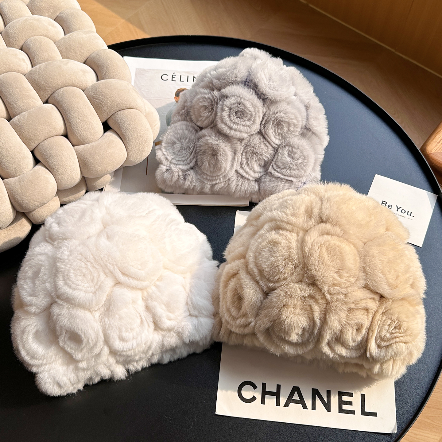 冬季獭兔毛包头帽皮草帽子中老年妈妈加厚时尚保暖御寒女毛线帽子