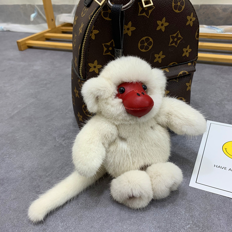 猴进口水貂毛小猴子公仔皮草毛毛绒包包挂件少女心皮草包挂