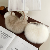 韩版 獭兔内里狐狸毛整皮大耳罩冬防寒防冻真皮毛耳包皮草暖耳耳捂