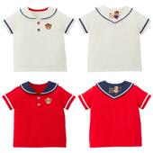 T恤 内搭男女童卡通可爱海军领小熊字母刺绣短袖 日本潮牌童装 夏季