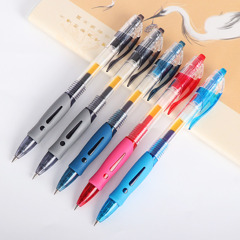 晨光gp-1008中性笔0.5mm老师用红笔水笔走珠笔按动式大容量签字笔