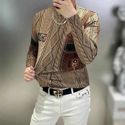 修身圆领高端男士修身潮流上衣