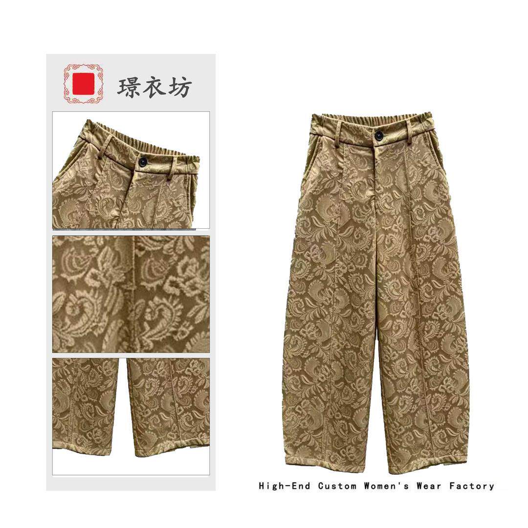 璟衣坊【绒-水母】春夏新款新中式国风百搭弯刀阔腿休闲长裤