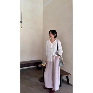 苏安家“鎏金醋酸裤”水波凉感100醋酸超柔松紧腰阔腿裤八分/九分