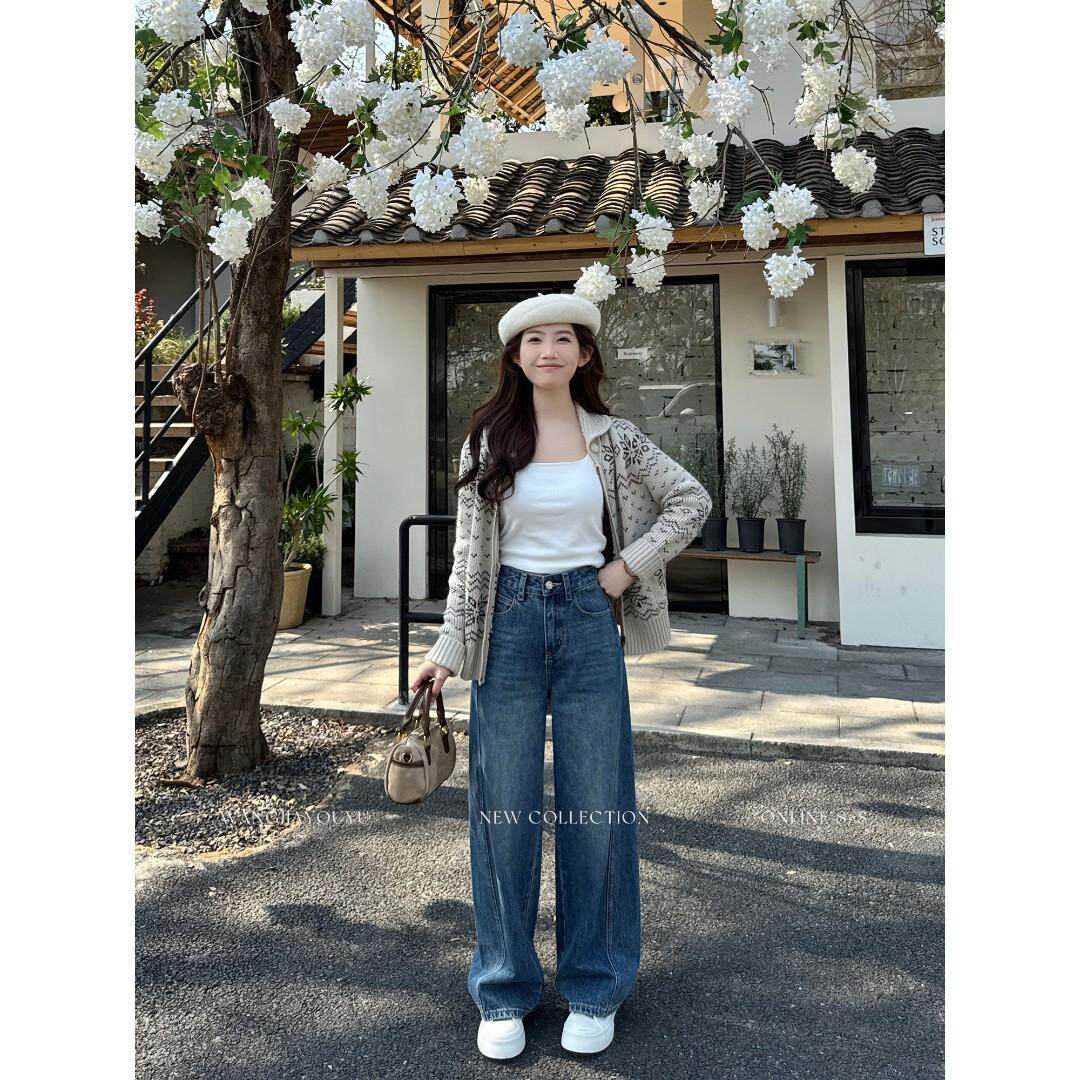 王家有鱼【大姚小姚】小个子阔腿裤女款2026春夏新款爆款洋气牛仔