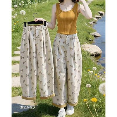 高端欧货小马牛仔裤女2026年夏季薄款大码胖mm超火阔腿弯刀九分裤