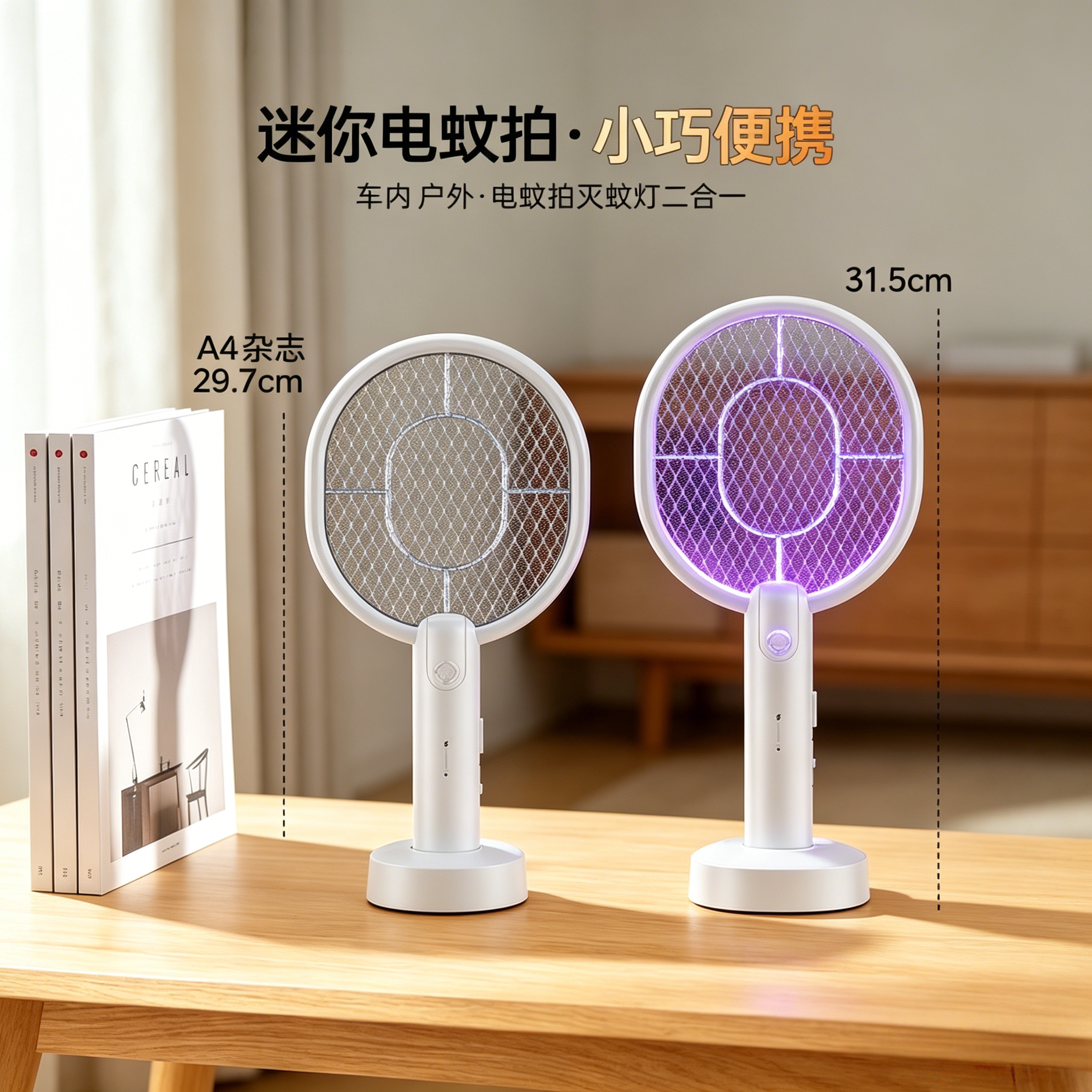 日本进口电蚊拍小型户外便携车载迷你充电式强力灭蚊灯电苍蝇神器