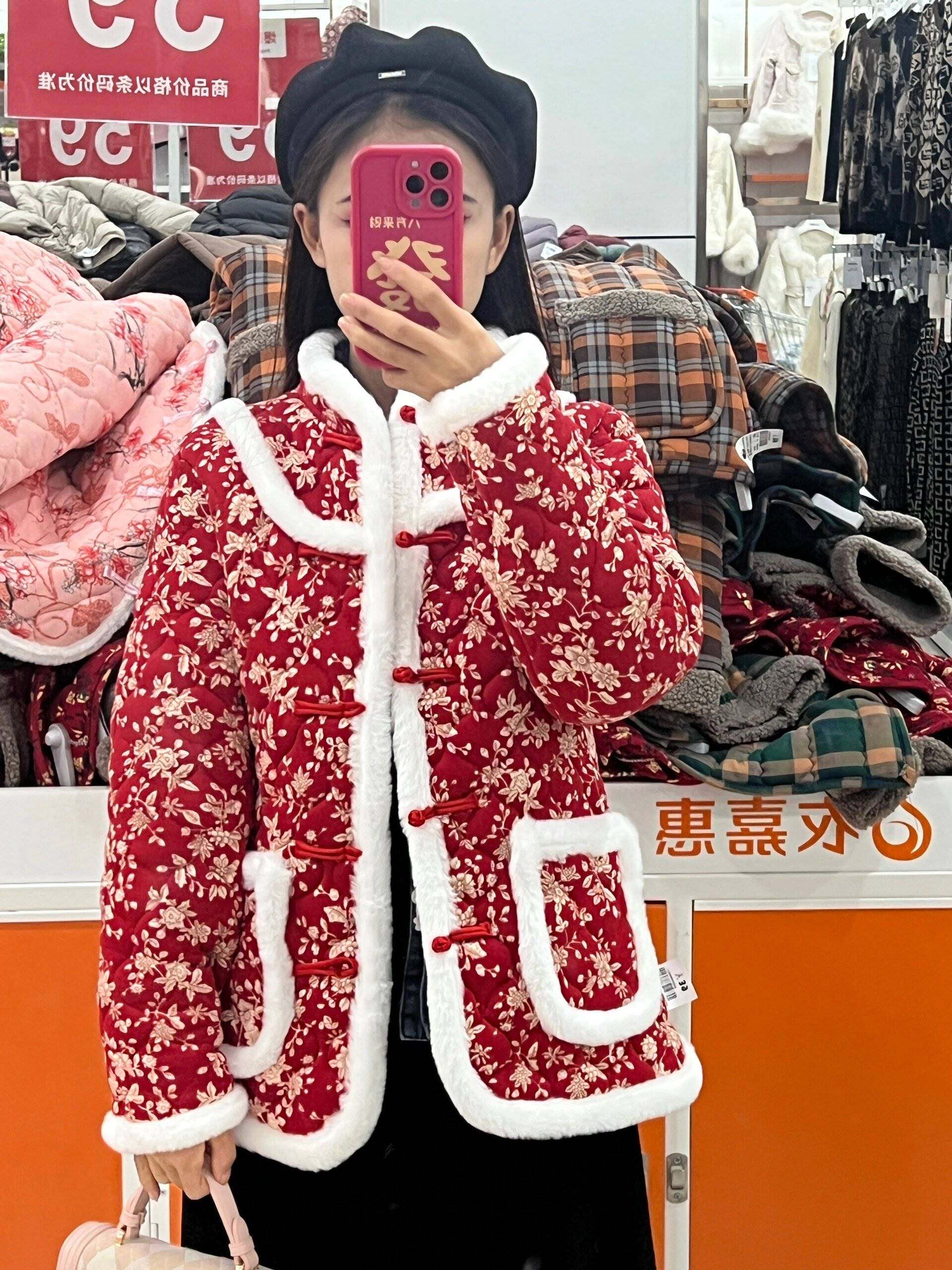 年轻人穿的花棉袄女冬季新款东北妈妈国风小个子棉衣加绒加厚碎花