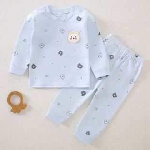 婴儿分体衣服儿童秋衣裤春秋纯棉无骨宝宝睡衣家居服套头内衣套装
