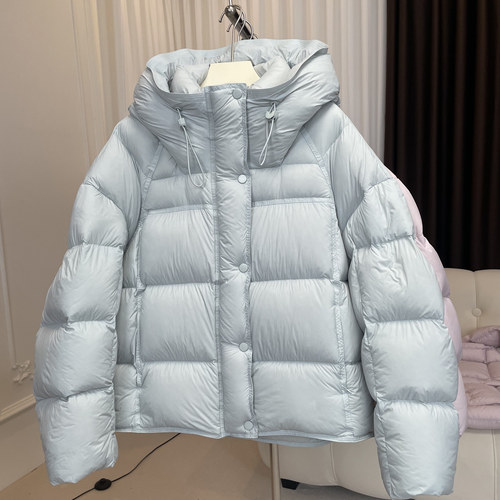 【忠叔足龄鹅绒】62CM短款宽松版连帽加厚泡芙鹅绒羽绒绒