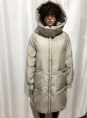 外贸原单女士中长款连帽羽绒服