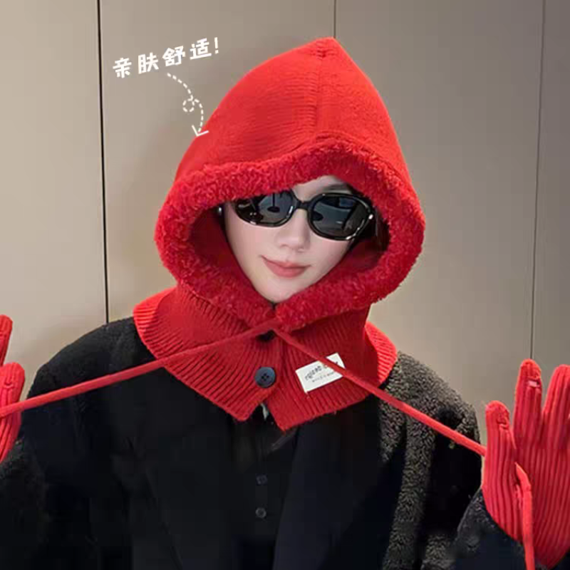 无出游休闲女性春秋冬毛绒套头帽