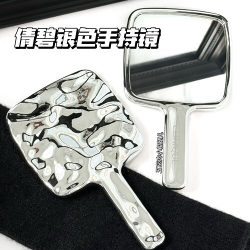 Clinique/倩碧银色手持镜化妆镜 手拿补妆便捷可随身携带水波纹