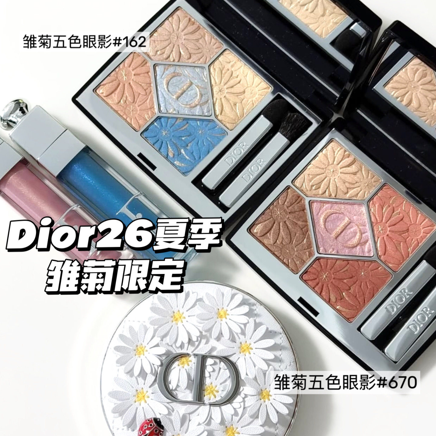 Dior/迪奥26夏季限定小雏菊花卉浮雕五色眼影162 Summer Azur/670