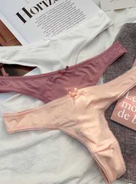 简约舒适丁字裤女超薄透气少女内裤低腰纯色欧美薄款T裤两件组合