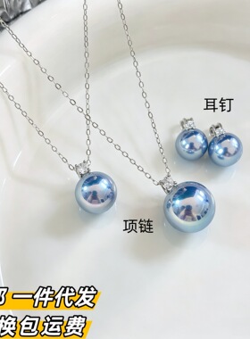 S925纯银经典王妃蓝血玫瑰珍珠吊坠女戴妃项链颈链锁骨链一件代发