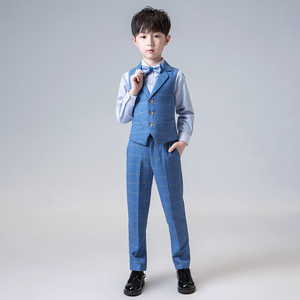 2022儿童礼服男童小西装马甲套装秋主持人钢琴演出服走秀花童婚礼
