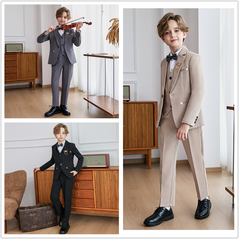 出租男童西装英伦绅士西服男孩周岁生日花童婚礼服钢琴主持演出服