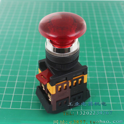 进口 正品 IEK AELA-22 带灯按钮 自复位 蘑菇头 红色 22MM