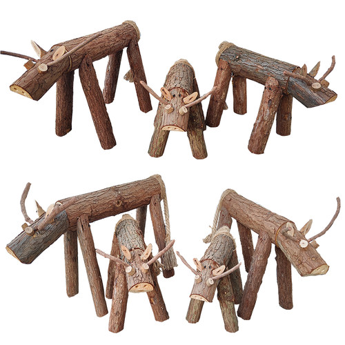 木制小神牛创意小牛木偶木头道具网红橱窗服装展示原木装饰工艺品