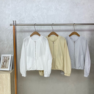 欧洲站2026春夏款韩系极简风防晒短款夹克宽松髦纯色显瘦女外套潮