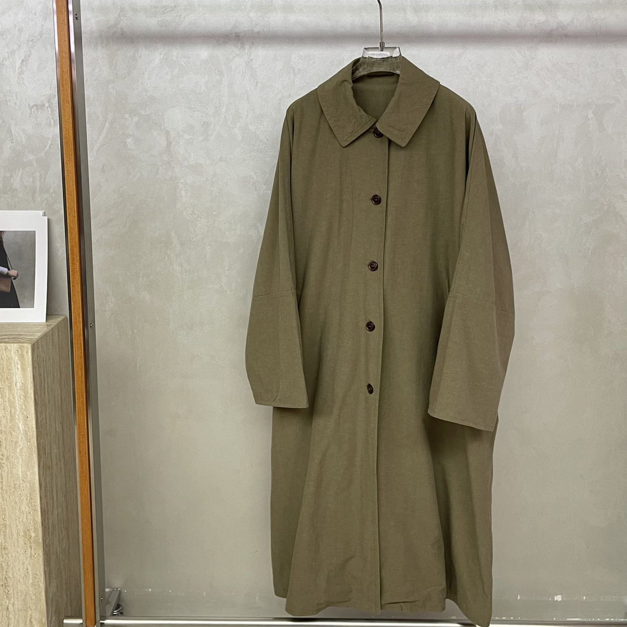 欧洲站2025秋款时尚英伦风中长款休闲风衣女过膝宽松廓形羊毛外套