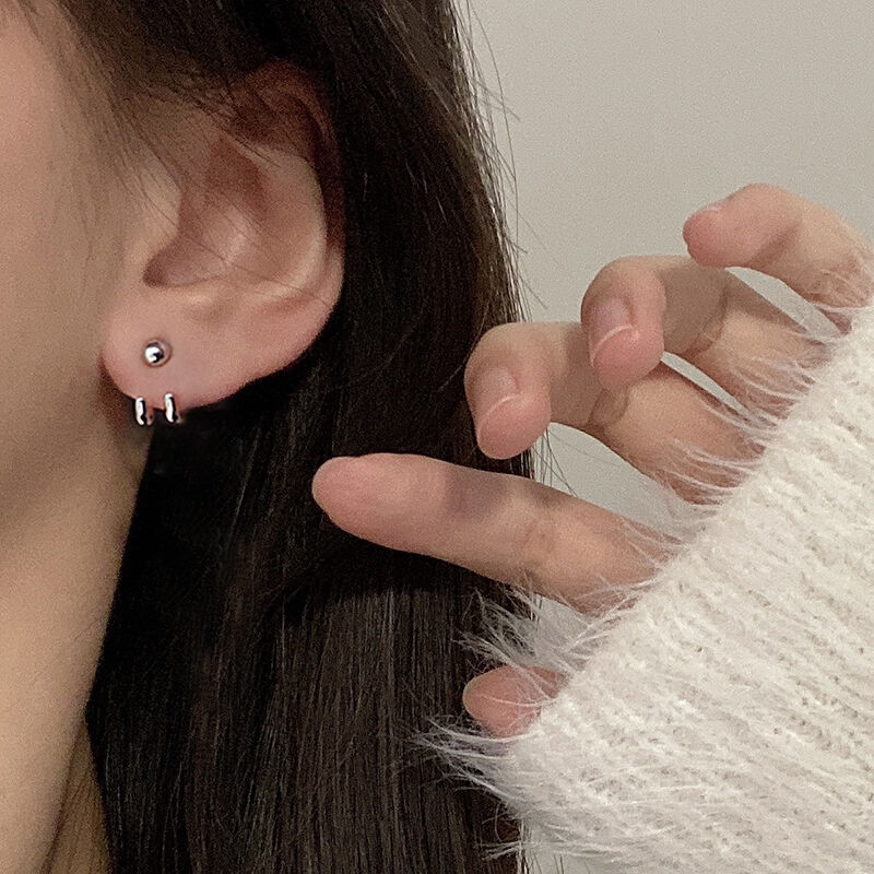 推荐款】通体925纯银后挂式耳钉 个性防过敏耳坠可拆分两戴耳环