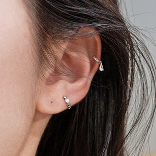 5mm小耳扣 通体s925纯银耳骨耳圈养耳洞耳环女防过敏睡觉免摘