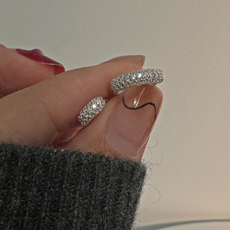 镶钻耳骨环通体925纯银圆形耳扣简约百搭素圈耳环精致养耳洞耳钉