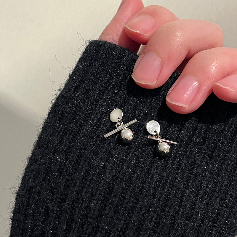 亮片小球耳钉 通体925纯银短款迷你可爱精致耳环防过敏耳坠女