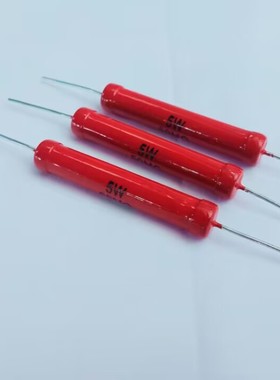 高压玻璃釉电阻器5W2MG 红色圆柱型【无感电阻】211029