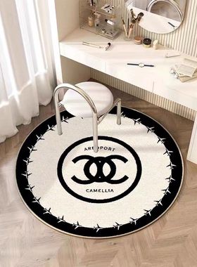 ins奶油风小香地垫圆形地毯少女房间转椅电脑椅隔音梳妆台下卧室