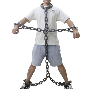 万圣节表演道具塑料影视囚犯链条脚镣手镣手铐链密室逃脱派对酒吧