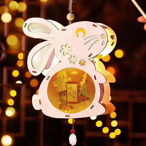 新年元旦古风木质灯笼手工材料包