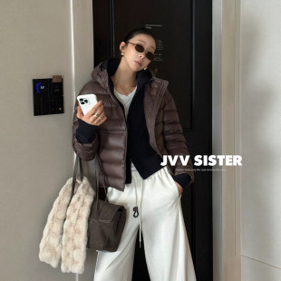 JVV十三行2026冬季新款连帽白鸭绒保暖外套显瘦排骨羽绒服女72935
